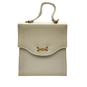 Vintage MCM Off White Faux Leather Handbag With Optional Shoulder Strap